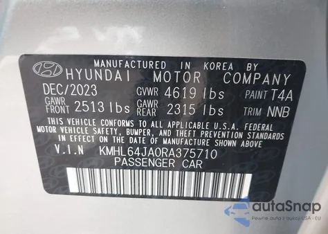2024 Hyundai Sonata Sel from USA, damaged, VIN KMHL64JA0RA375710